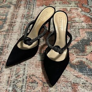 Schutz Pearl Suede Pointed Toe Mules